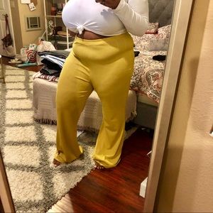 PLT Chartreuse wide leg trousers